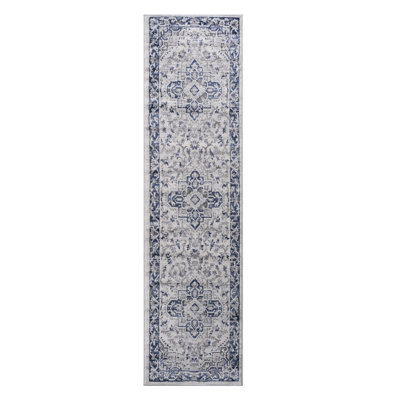 Tapis 2X8 bleu / gris / par Loom &