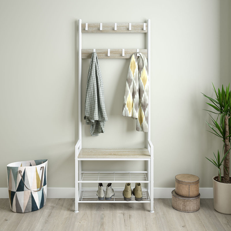 Hadfield Hall Tree with Bench and Shoe Storage, White Oak