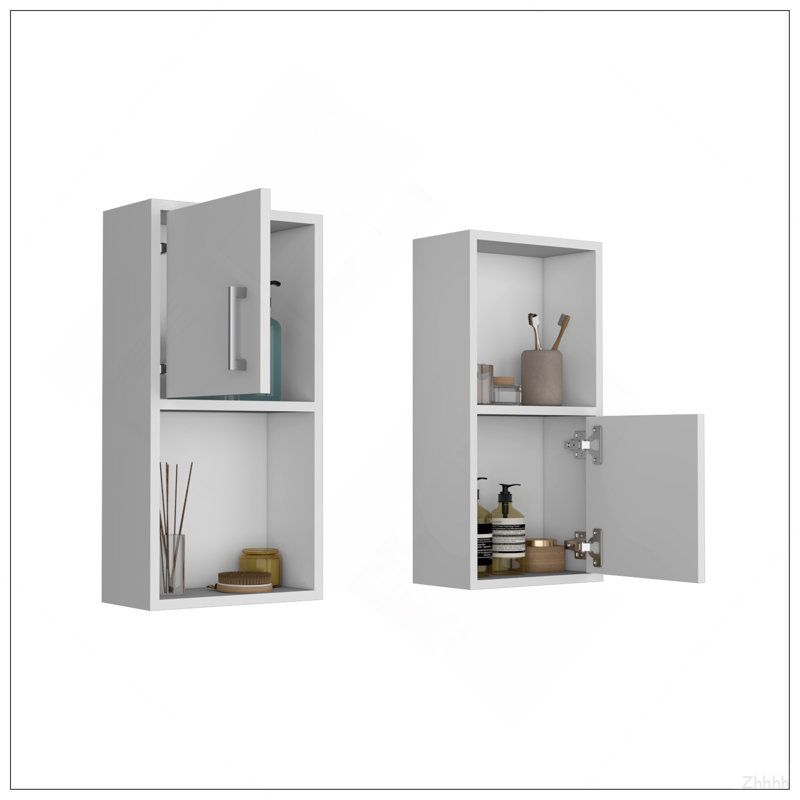 Oba 2-Pc Wall-Mounted Bathroom Medicine Cabinet With Open And Closed Storage, White