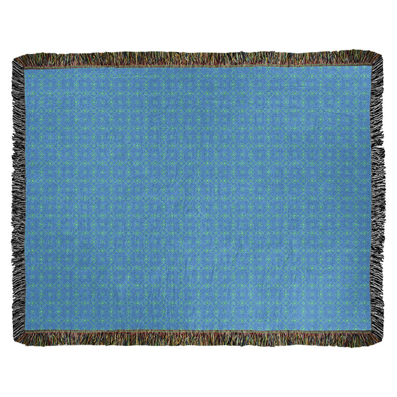 Couverture en coton tissé Katelyn Elizabeth, l 60 po x L 80 po, Bleu pâle/Vert