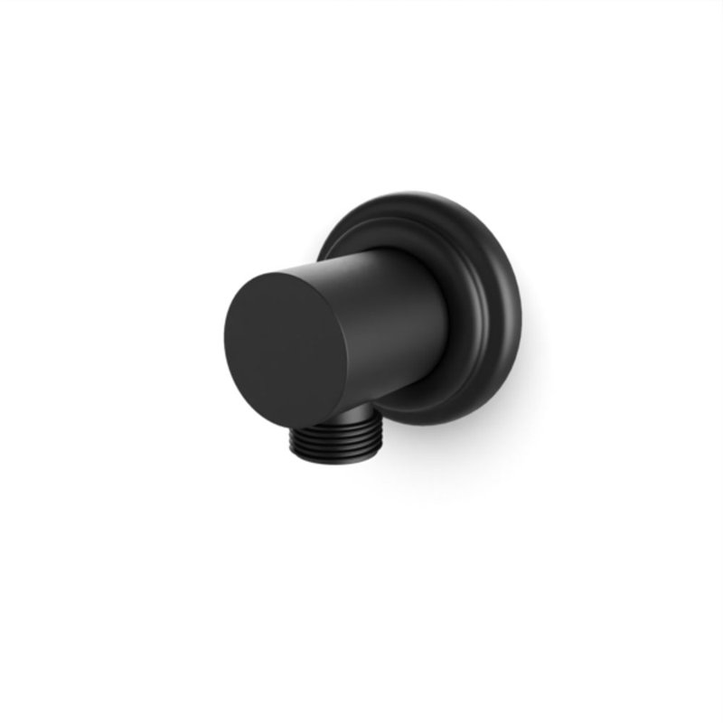 Shower Wall Outlet With Classic Escutcheon, Matte Black