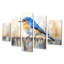 Oiseau bleu sur la clôture de la ferme I - Art mural oiseau - décoration murale moderne