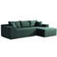 Canapé d'angle convertible 3 places en velours côtelé avec coussins, côté droit foncé, profil bas, compact pour une polyvalence et une adaptabilité optimales dans le salon.-11623235-11623238-11623239