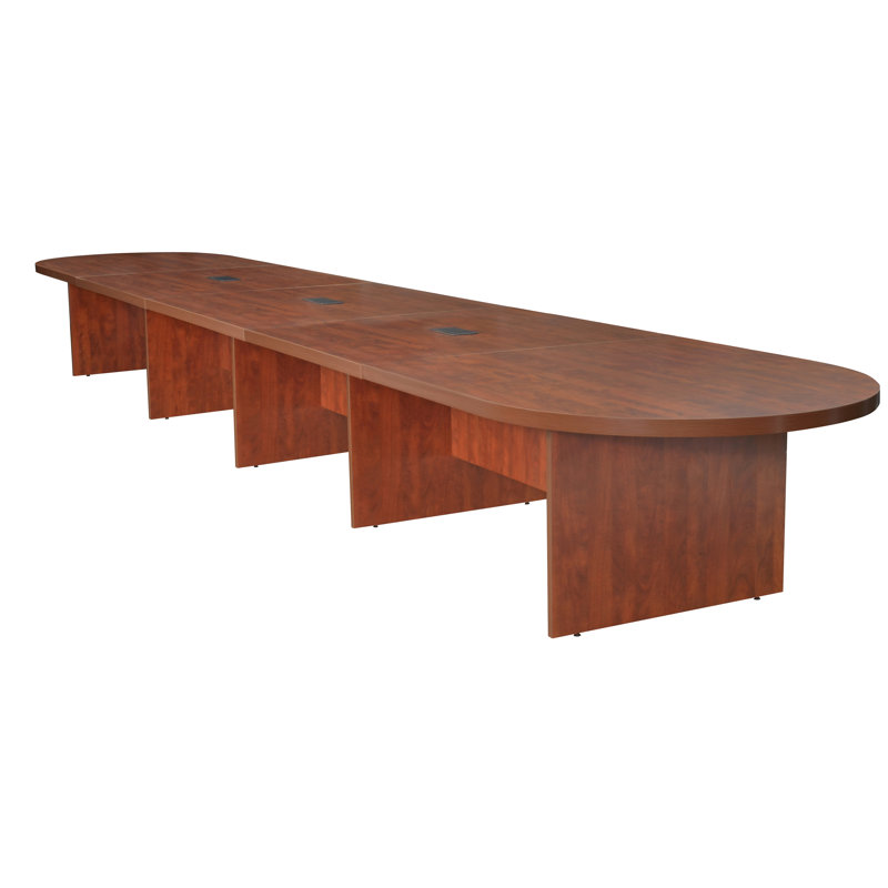 Table de conférence Nickyla Racetrack avec port de charge, Cerisier, H 29 po x L 168 po x l 52 po