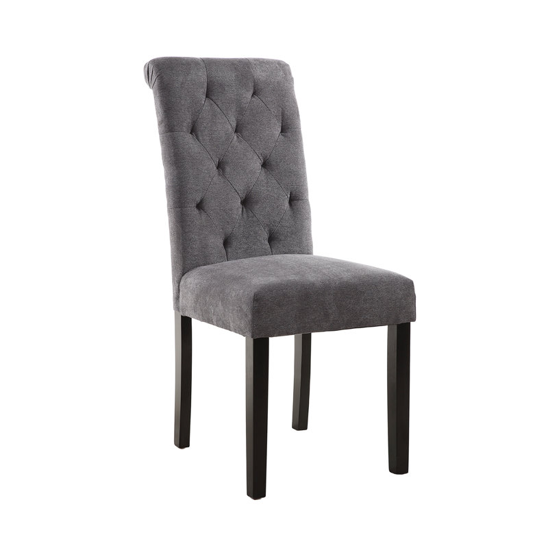 Chaise parsons capitonnée Barbagallo, Polyester gris