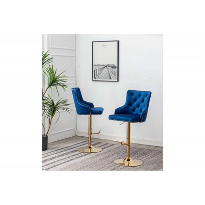 Tabourets de bar pivotants réglables avec revêtement en velours luxueux (ensemble de 2)
