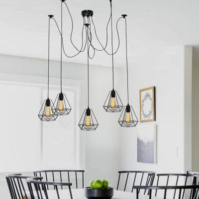 Morriss 5 - Light Black Cluster Pendant
