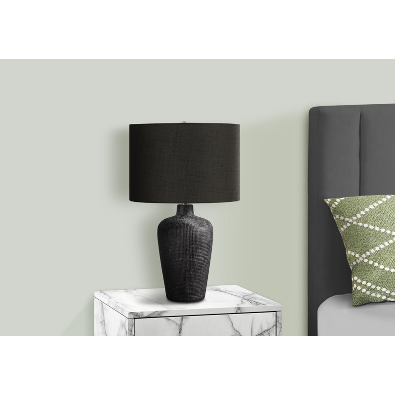 Lighting, Table Lamp, 24"H, Black Ceramic, Black Shade, Contemporary