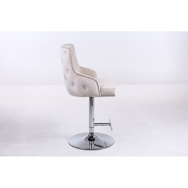 Swifton Swivel Upholstered Adjustable Height Counter Stool with Metal Frame, Cream