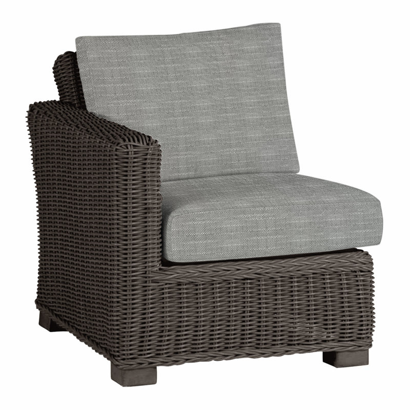 Rustic Woven Sectional Left, Black Walnut, Rollo Silver InsideOut® Linen, Welt
