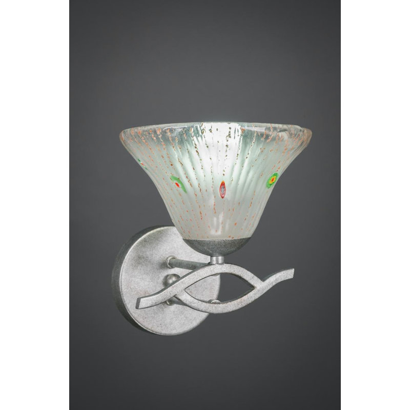 Applique murale Revo, fini granit foncé, verre cristal dépoli de 18 cm, Granit foncé, Abat-jour en forme de cloche
