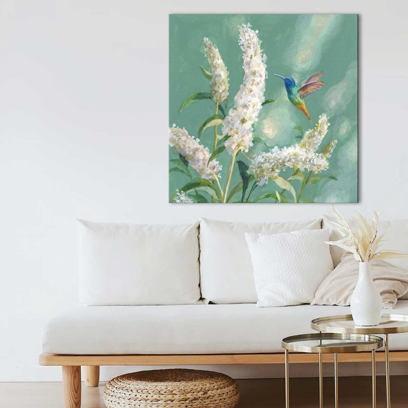 «Hummingbird Spring II (Square)» par Danhui Nai, reproduction, H 18 po x l 18 po x P 1 po, Toile tendue