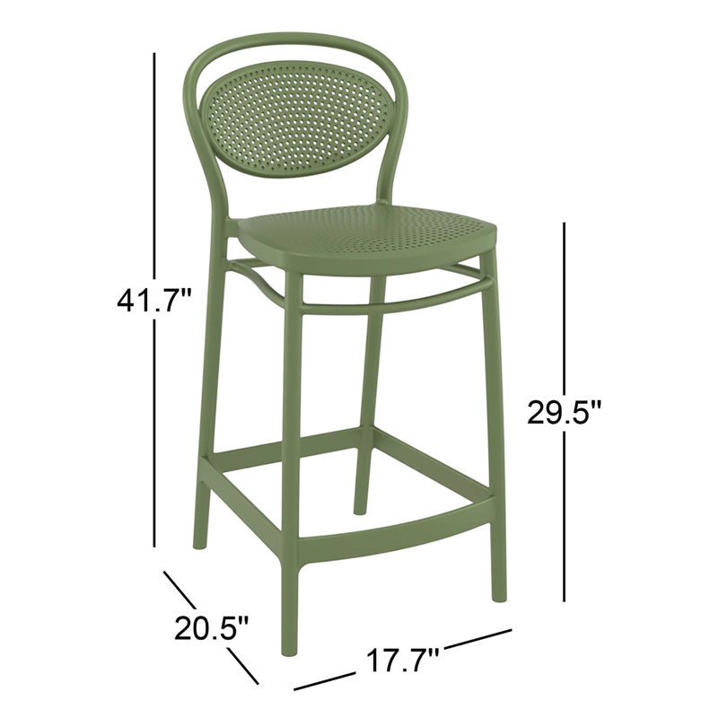 Tabouret de bar pour le patio Farrah, Vert olive, Tabouret de bar (siège d'une hauteur de 29,5 po)