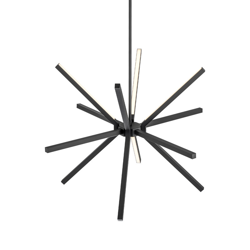Black Aluminum 12-Light Sputnik Linear Chandelier