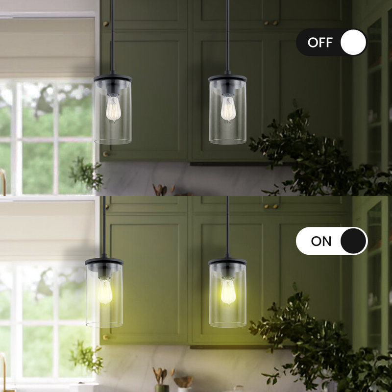Mini-luminaire suspendu à une lumière Kichler, finition noire avec verre transparent