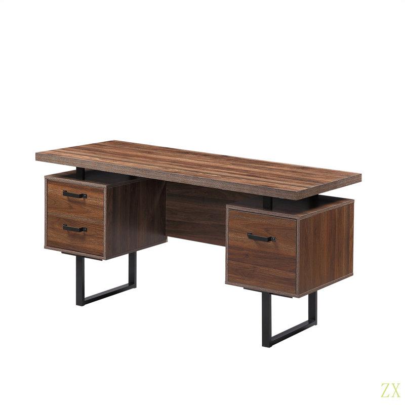 Bureau d'ordinateur à domicile avec tiroirs / dossiers suspendus de format lettre, table d'écriture 59 pouces avec tiroirs