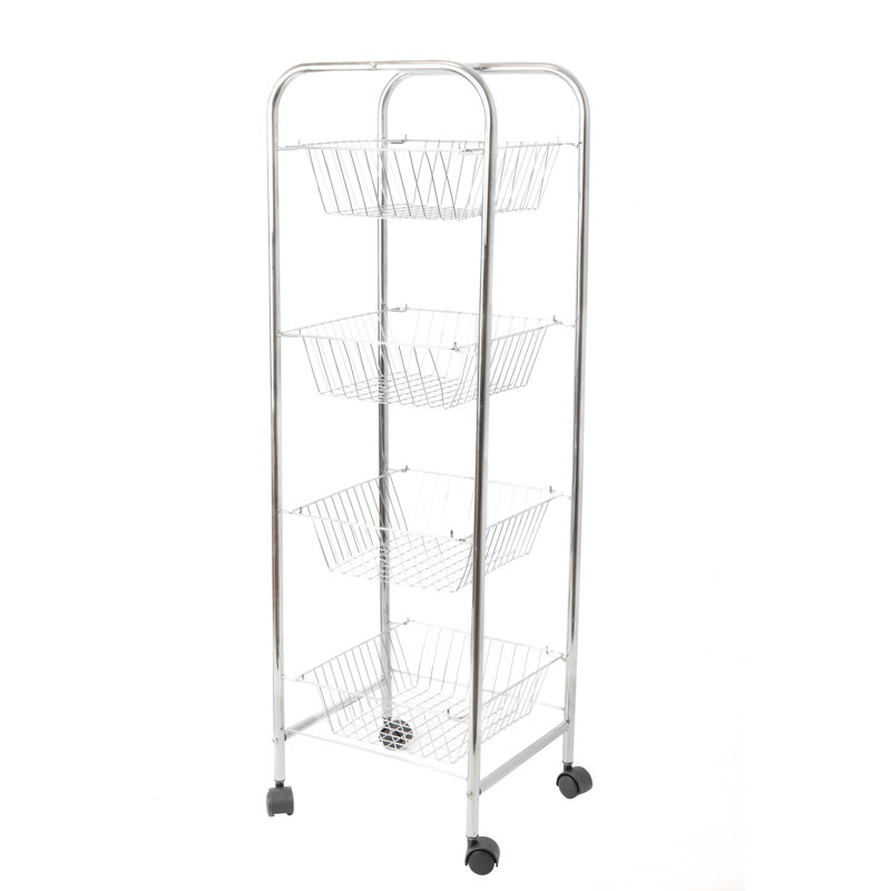 Kitchen Trolley on Wheels for Food Storage with 4 Baskets Serving Cart