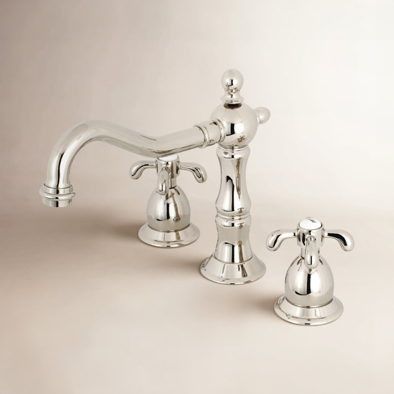 French Country Widespread Faucet with Drain, Brushed Nickel