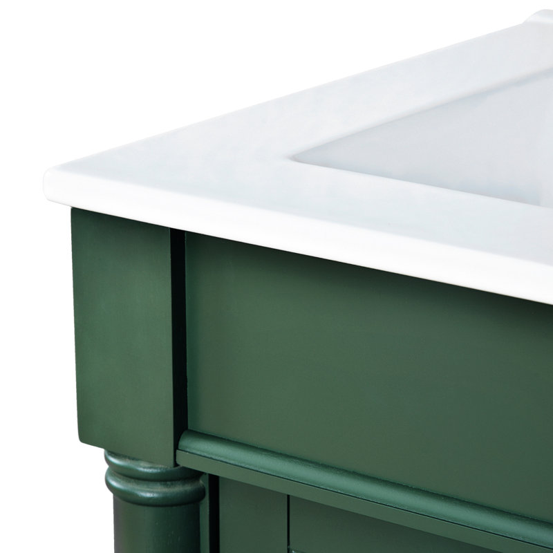 Meuble-lavabo 24 po avec décor élégant - Quincaillerie d'évier moderne, Vert