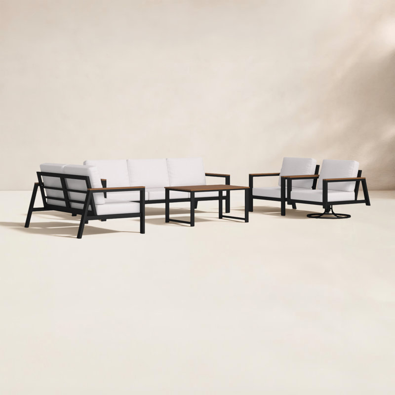 Townsend 7 - Person Patio Conversation Set with Cushions, Sunbrella Canvas Natural