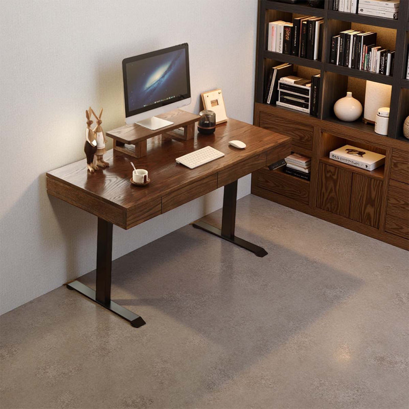 Table réglable électrique de couleur noyer, H 28,35 po x l 47,24 po x P 19,69 po