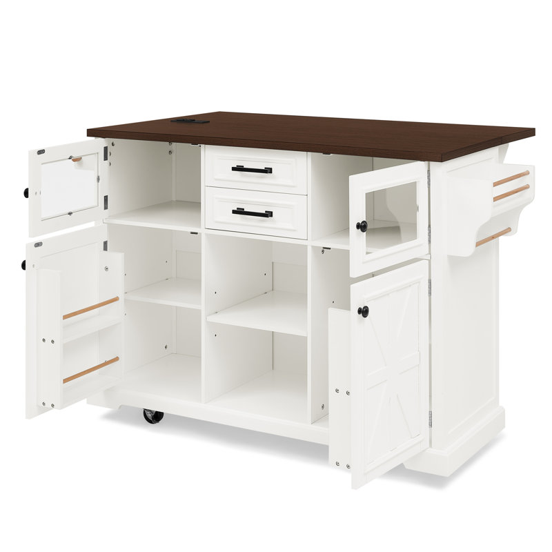 47.2 " W Kitchen Cart, White