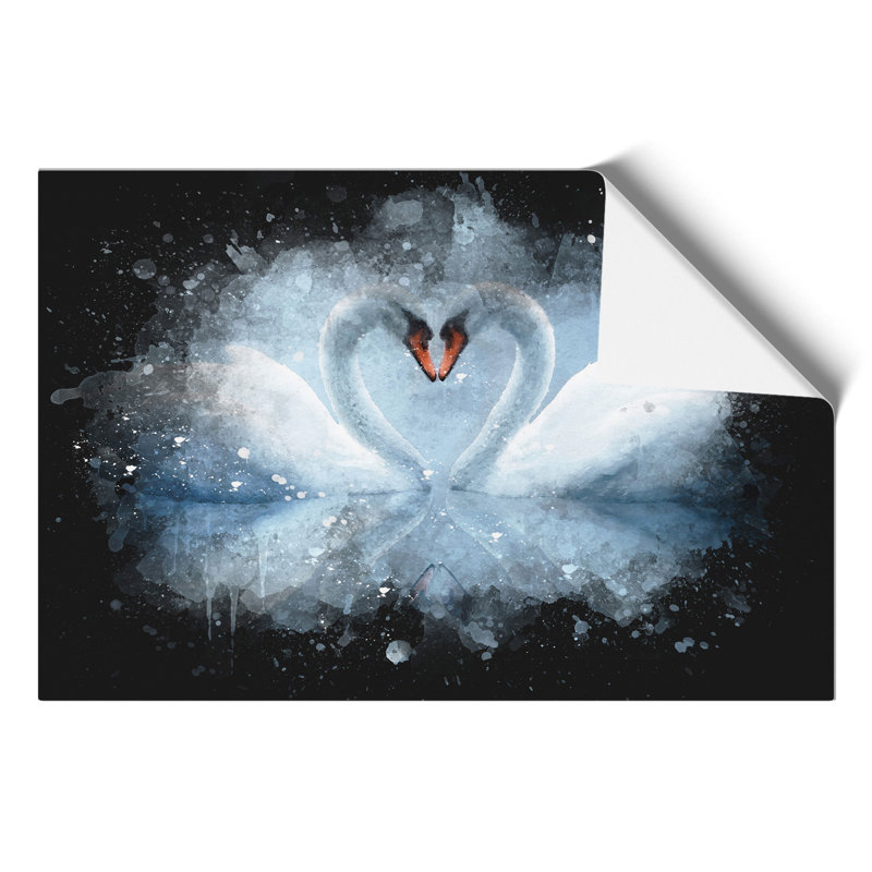 White Swan Paint Splash - Frameless Print, 59cm H x 84cm W x 0.1cm D