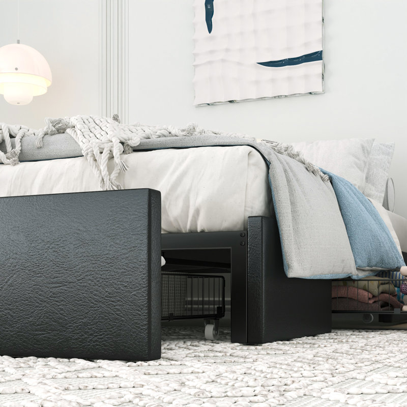 Bret Upholstered Storage Bed with 3 Drawers, Queen, Black