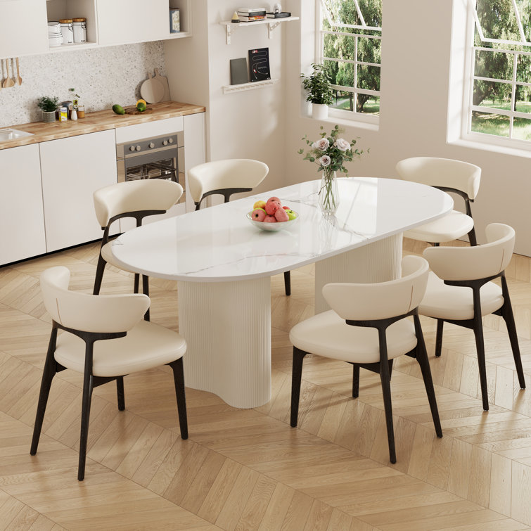 Ice Cream Coloured Dining Table Set For 6