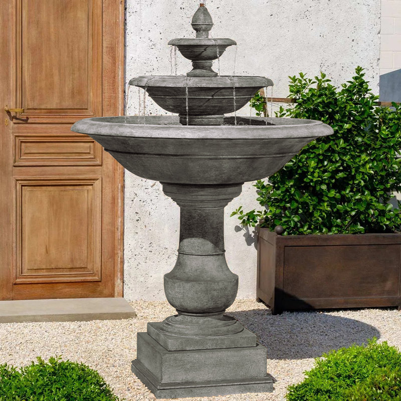 Savannah Hand Crafted Weather Resistant Floor Fountain, Graystone