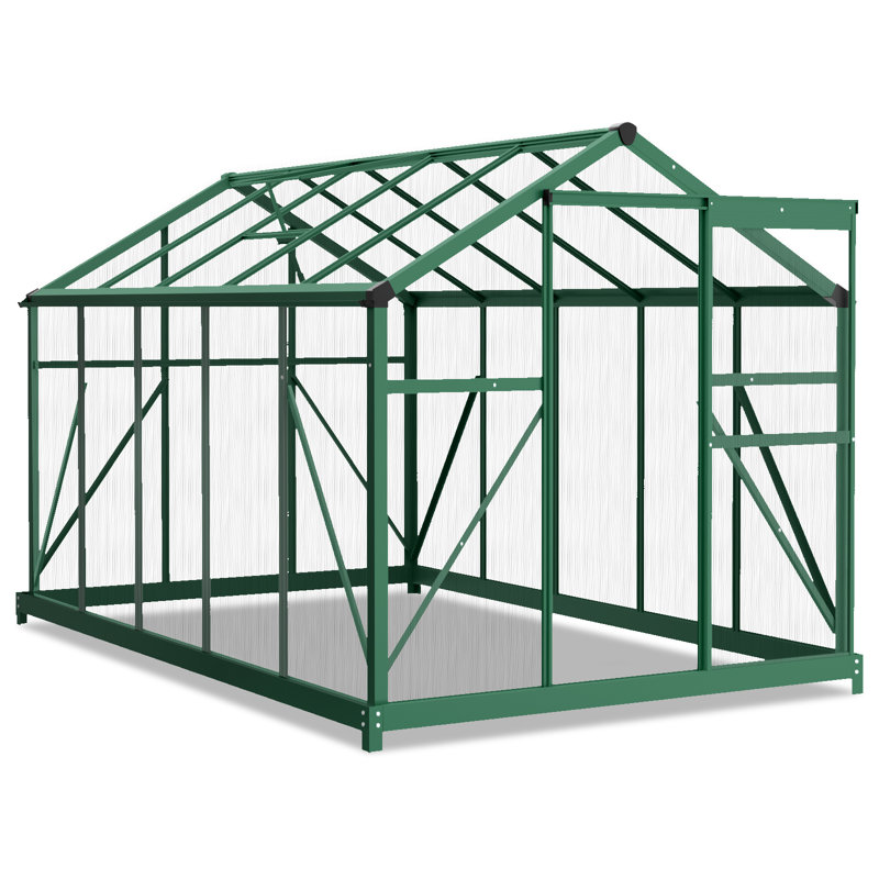6 Ft. X 10 Ft. Aluminum Polycarbonate Walk-In Greenhouse, Green