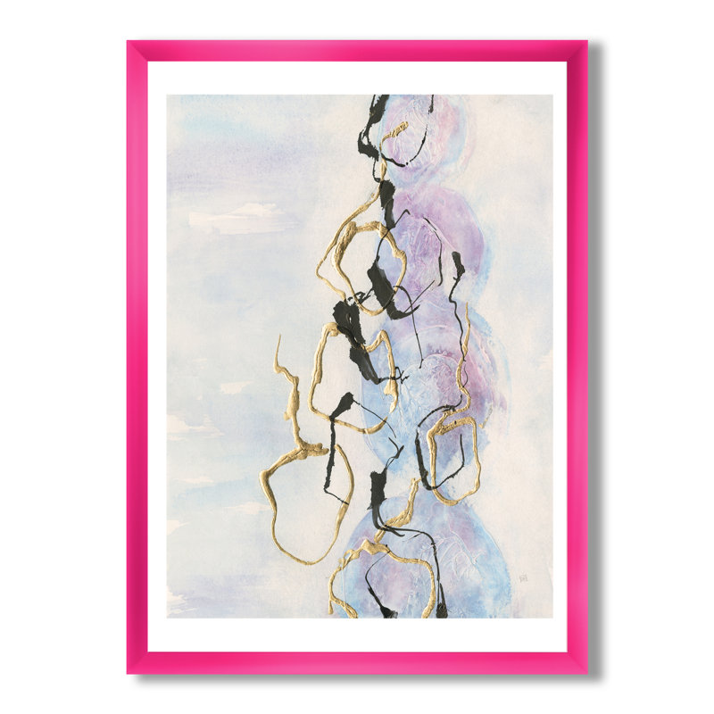 « gold lines on pastel i », reproduction d’image sur toile, H 40 po x l 30 po x P 1,5 po, Encadré rose