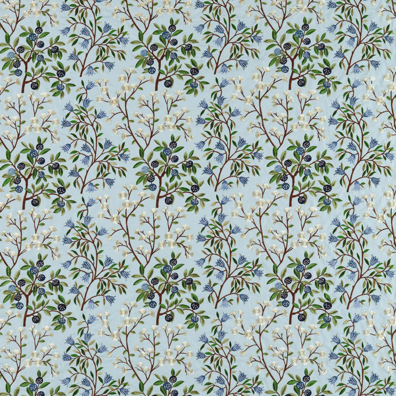 Foraging Embroidery Fabric, Blue/Green