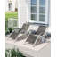 Ensemble de chaises longues inclinables 3 pièces pour patio avec table d'appoint en aluminium - Chaises longues résistantes aux intempéries pour la piscine, le jardin, la plage, la cour - Robuste - Gris