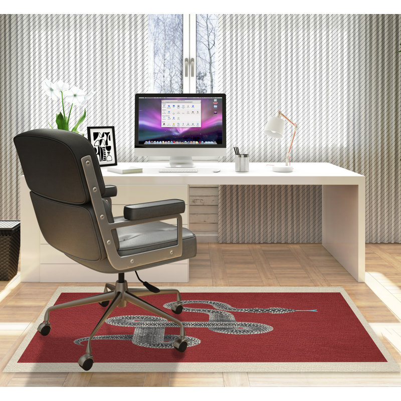 Tapis de chaise rectangulaire Vanjo, H 36 po x l 60 po, Rouge / Beige