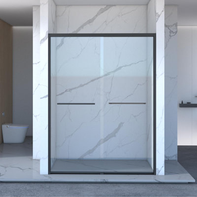 Double Sliding Shower Door,Bypass Bathroom Sliding Door with Premium 5/16" (8mm) Clear Tempered Glass, Hardware Sliding Glass Shower Enclosure