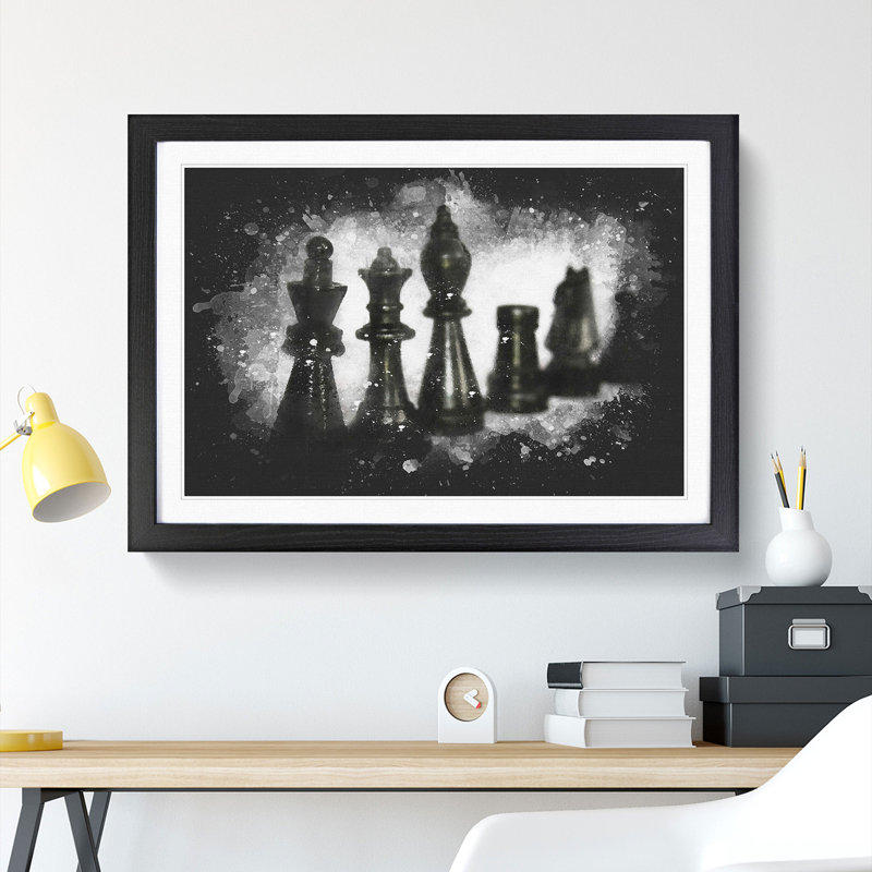 Chess Pieces Vol.1 - Picture Frame Painting, Black Framed, 65cm H x 90cm W x 2cm D