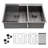 Double Bowl Drop In Sink- 33"X22" Gunmetal Black  Double Bowl Kitchen Sink 16 Gauge With Two 9" Deep Basin