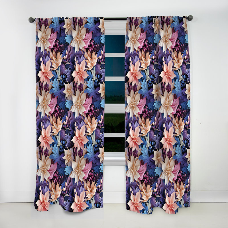Motif cachemire Zen Tranquility - Rideau floral - Rideau floral obscurcissant - 1 panneau, L 52 po x L 63 po