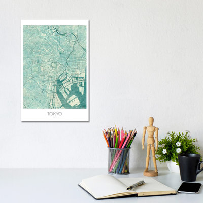 Tokyo Vintage Urban Blueprint Map by Hubert Roguski - Wrapped Canvas Print