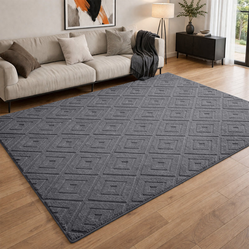 Geometric Shapes Machine Tufted Shag Area Rug, 60x110cm