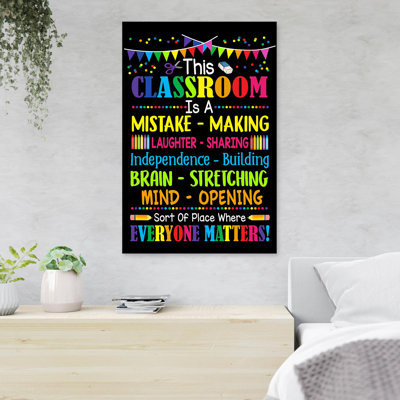 Classroom Rules - This Classroom Is A Mistake Making Laughter Sharing - 1 Piece Rectangle Graphic Art Print On Wrapped Canvas