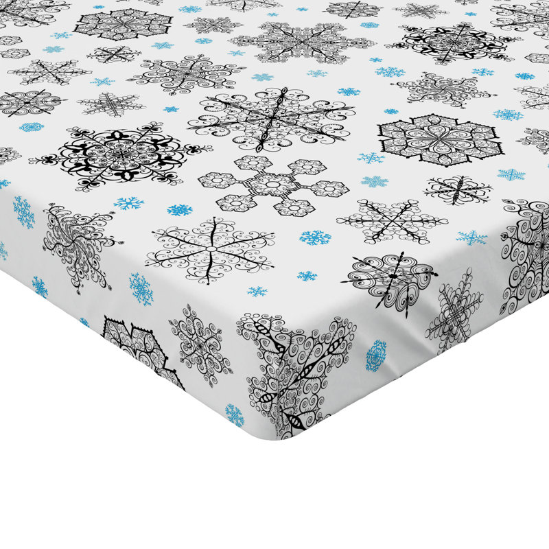 Ambesonne Fitted Sheet 2-Pack, Twin XL Fitted Sheet, Blue/Black/White Floral