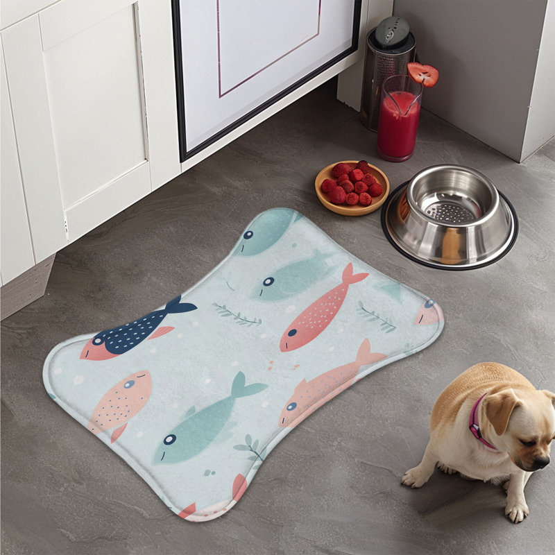 Adorable Fish Patterns - 1 Piece Bone Shape Feeding Mat