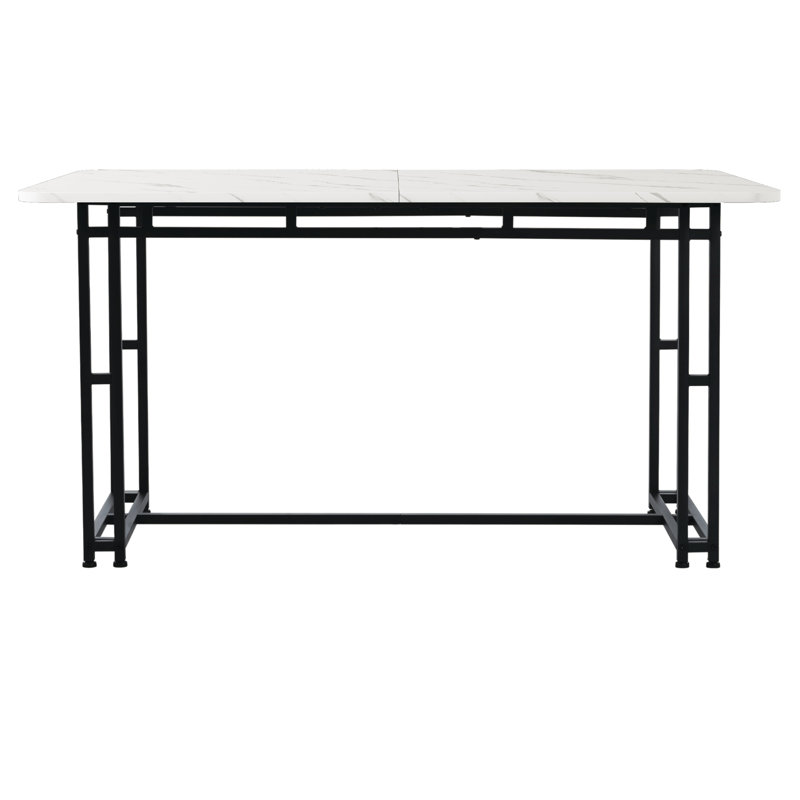 Loni Rectangular Dining Table with Iron Base, Black