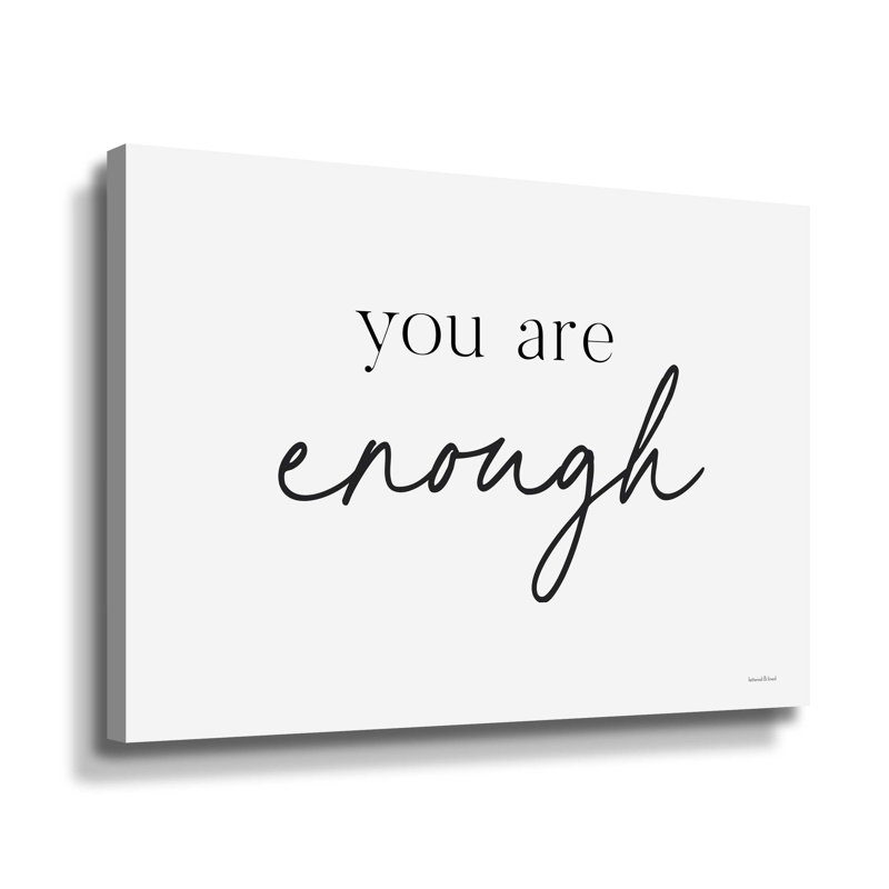 «You are Enough» - Art textuel sur toile, H 8 po x l 10 po x P 2 po, Toile tendue
