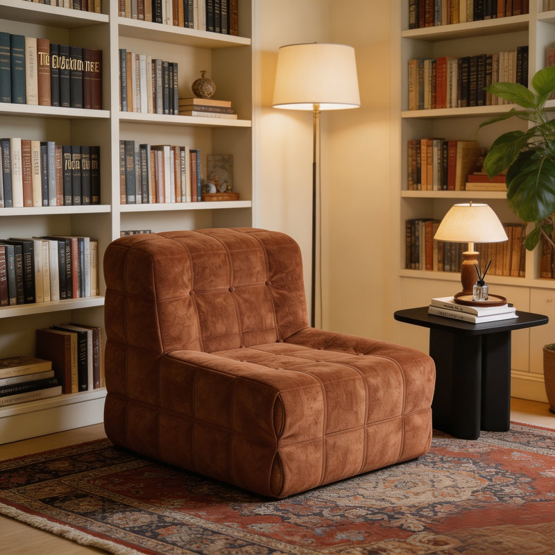 Luxury Velvet Waffle Couch, Deep Seat Compact Sofa With Compression Technology, Burnt Orange Tufted Sofa For Living Room