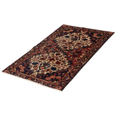 Tapis rouge unique en laine de style années 1990 4 pi 1 po x 6 pi 2 po Heimwald