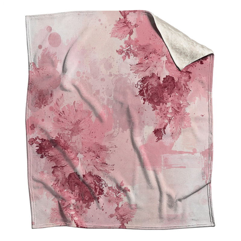 Couvertures roses à motif floral abstrait, L 50 po x H 60 po