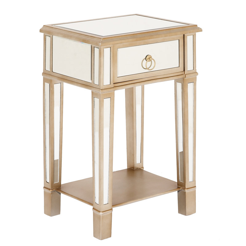 Grillo 1-Drawer Glam Mirrored Nightstand Accent Table